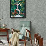 Bloemen behang Flower Dreams, groen, afwasbaar Bloemen behang Flower Dreams, groen, afwasbaar