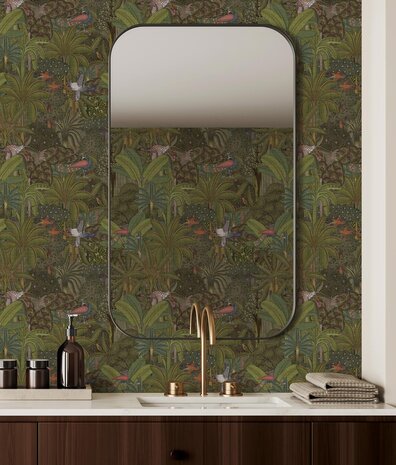 Palm wallpaper Palm Haven Retreat, green, washable Palm wallpaper Palm Haven Retreat, green, washable