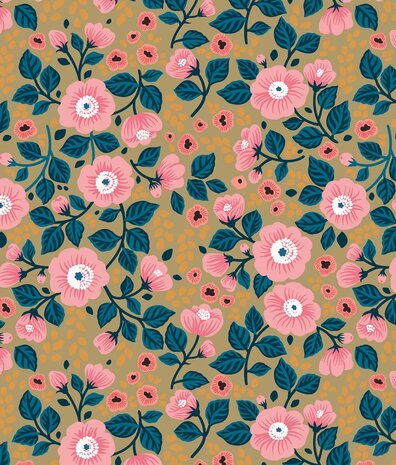Kinderbehang bloemen Retro Bloom Bliss, afwasbaar Kinderbehang bloemen Retro Bloom Bliss, afwasbaar