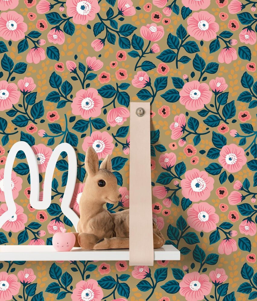 Kindertapete Blumen Retro Bloom Bliss, waschbar Kindertapete Blumen Retro Bloom Bliss, waschbar