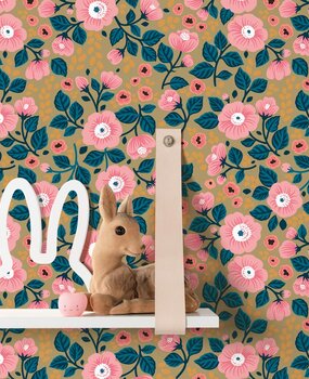Children's wallpaper flowers Retro Bloom Bliss, washable Children's wallpaper flowers Retro Bloom Bliss, washable