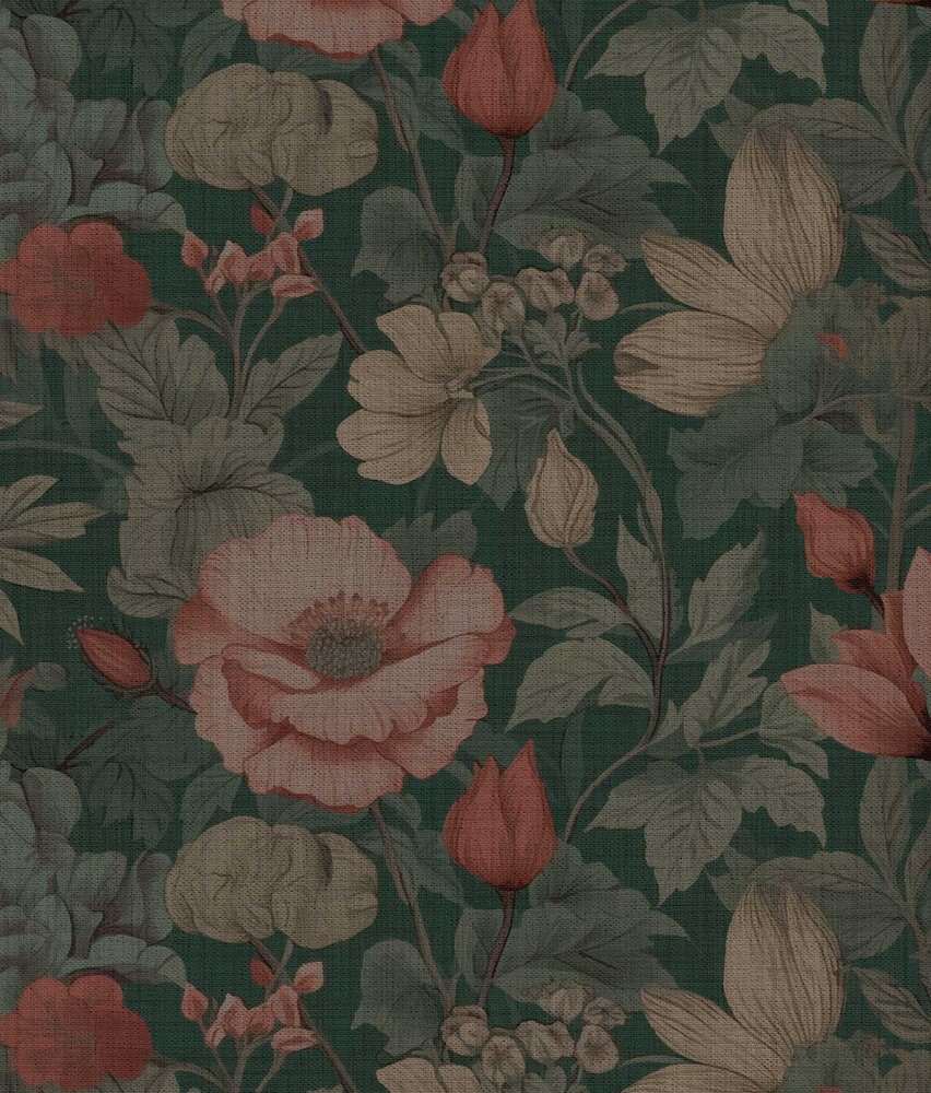 Bloemen behang Vintage Floral Elegance, afwasbaar