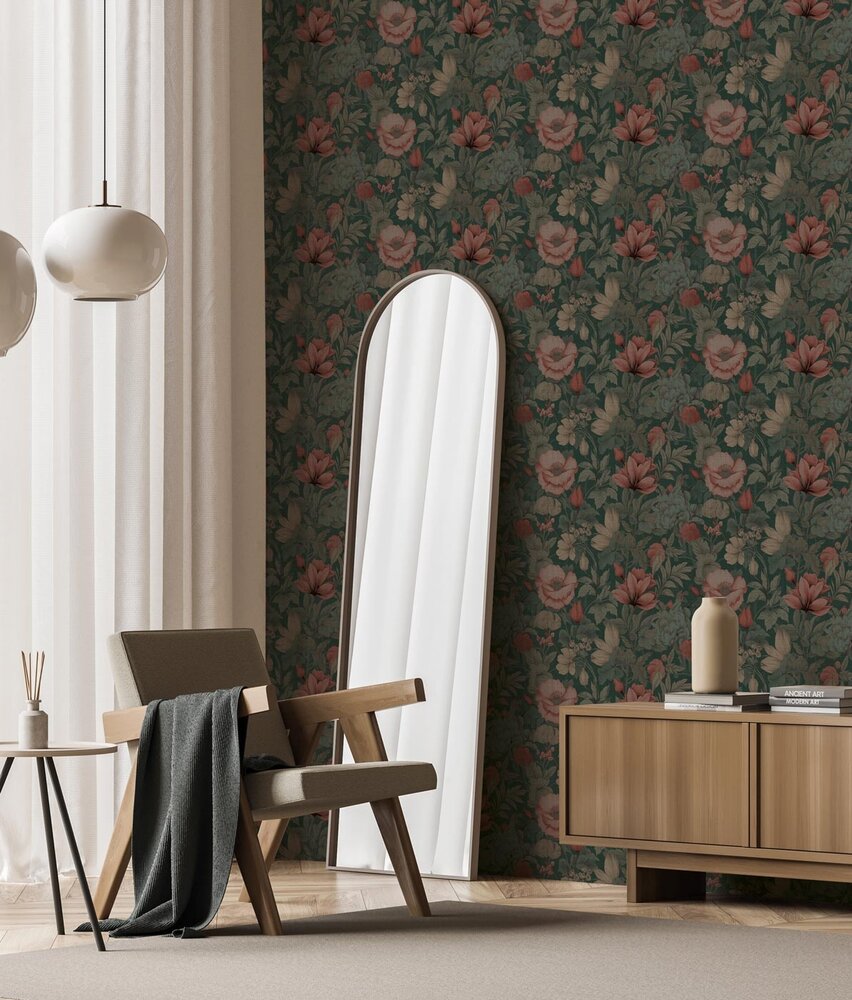 Floral wallpaper Vintage Floral Elegance, washable