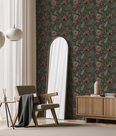 Floral wallpaper Vintage Floral Elegance, washable