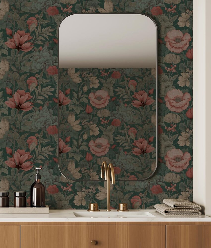 Floral wallpaper Vintage Floral Elegance, washable