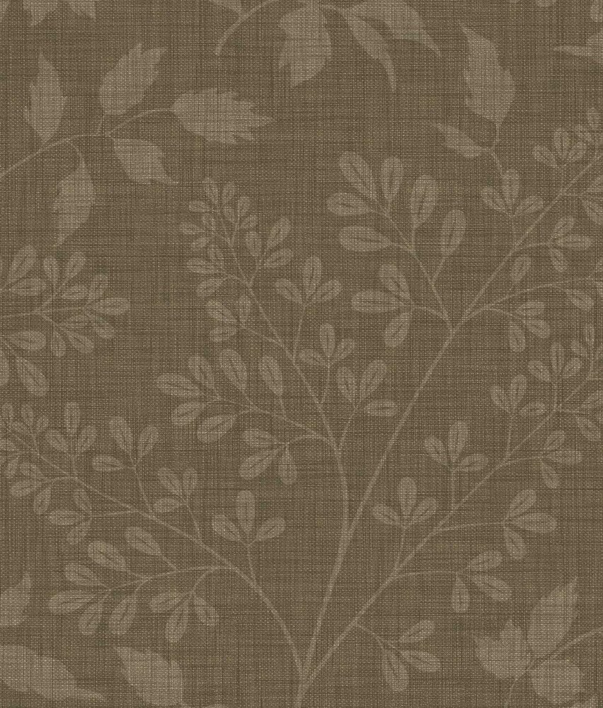 Bladeren behang Rustic Leaf Serenity, bruin, afwasbaar