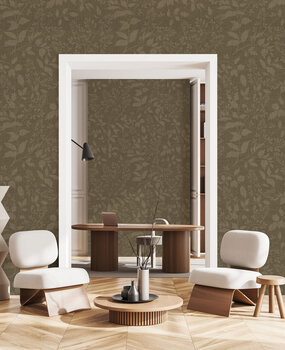 Bladeren behang Rustic Leaf Serenity, bruin, afwasbaar Bladeren behang Rustic Leaf Serenity, bruin, afwasbaar