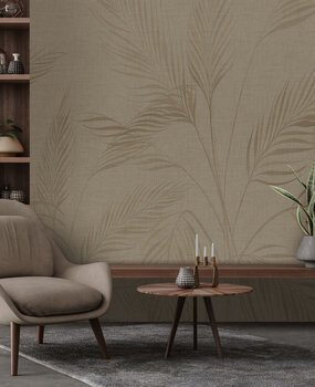 Bladeren behang Sandstone Leaves, zand, afwasbaar Bladeren behang Sandstone Leaves, zand, afwasbaar