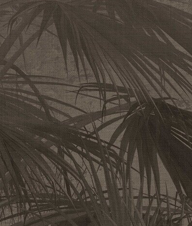 Jungle behang Retro Palm Haven, bruin, afwasbaar Jungle behang Retro Palm Haven, bruin, afwasbaar