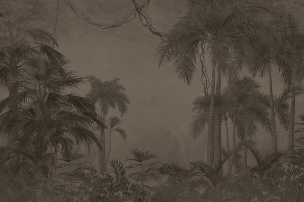 Jungle wallpaper Retro Palm Haven, brown, washable