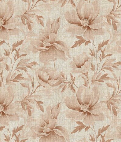 Floral wallpaper Beige Blossom Charm, washable
