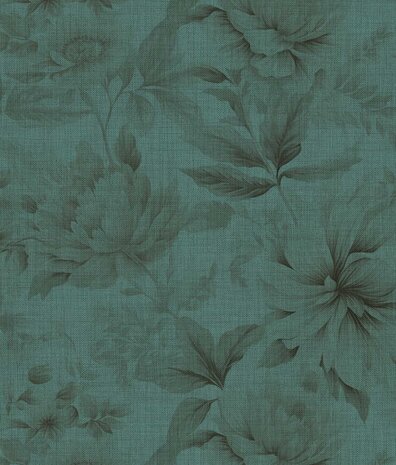 Blumentapete Vintage Floral Bloom, blau, waschbar