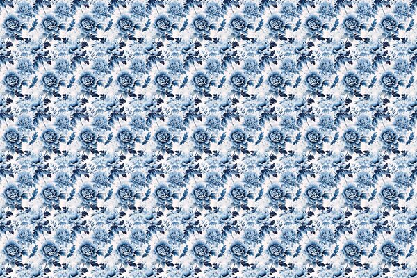 Bloemen behang Classic Blue Charm, blauw, afwasbaar Bloemen behang Classic Blue Charm, blauw, afwasbaar