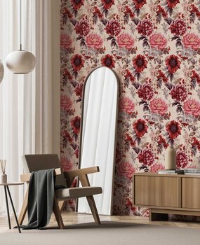 Bloemen behang Elegant Classic Bloom, afwasbaar Bloemen behang Elegant Classic Bloom, afwasbaar