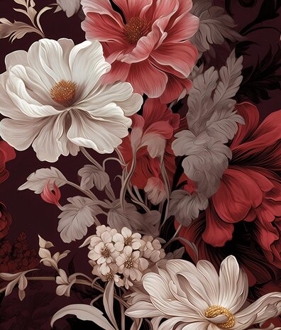 Floral wallpaper Bordeaux Floral Delight, washable