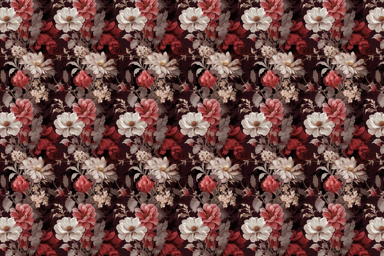 Blumentapete Bordeaux Floral Delight, waschbar Blumentapete Bordeaux Floral Delight, waschbar