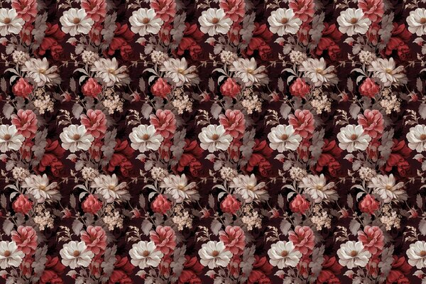 Blumentapete Bordeaux Floral Delight, waschbar Blumentapete Bordeaux Floral Delight, waschbar