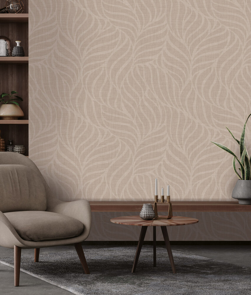 Graphic wallpaper Beige Botanical Bliss, washable Graphic wallpaper Beige Botanical Bliss, washable