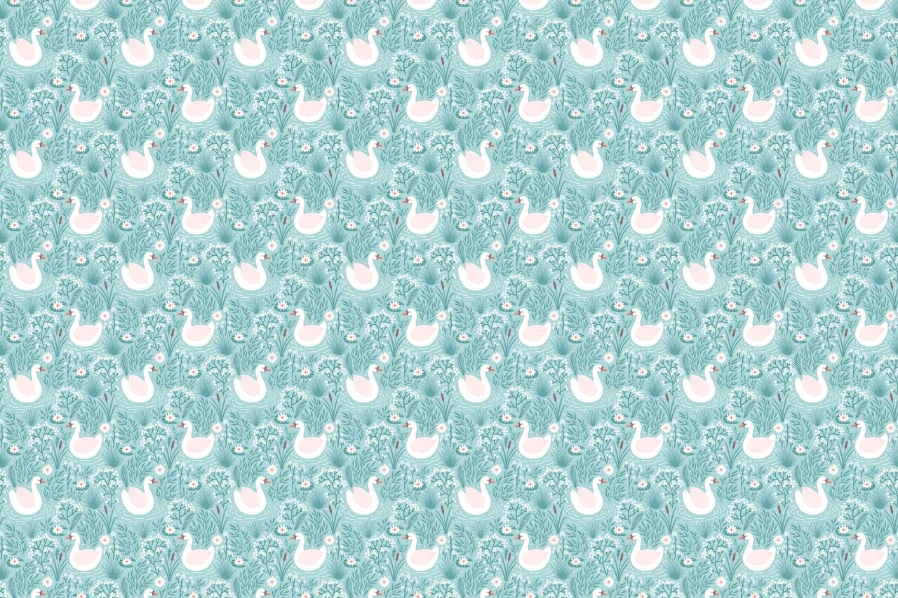 Kindertapete Blue Swan Dreams, blau, waschbar Kindertapete Blue Swan Dreams, blau, waschbar