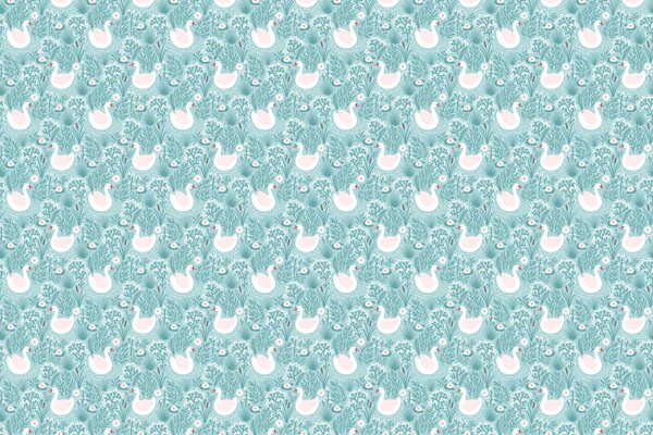 Kinderbehang Blue Swan Dreams, blauw, afwasbaar