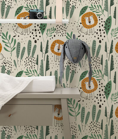 Kinderbehang dieren Safari Dreamland, afwasbaar Kinderbehang dieren Safari Dreamland, afwasbaar