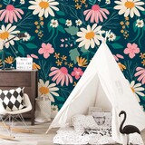 Kinderbehang bloemen Cheerful Blossom, afwasbaar Kinderbehang bloemen Cheerful Blossom, afwasbaar