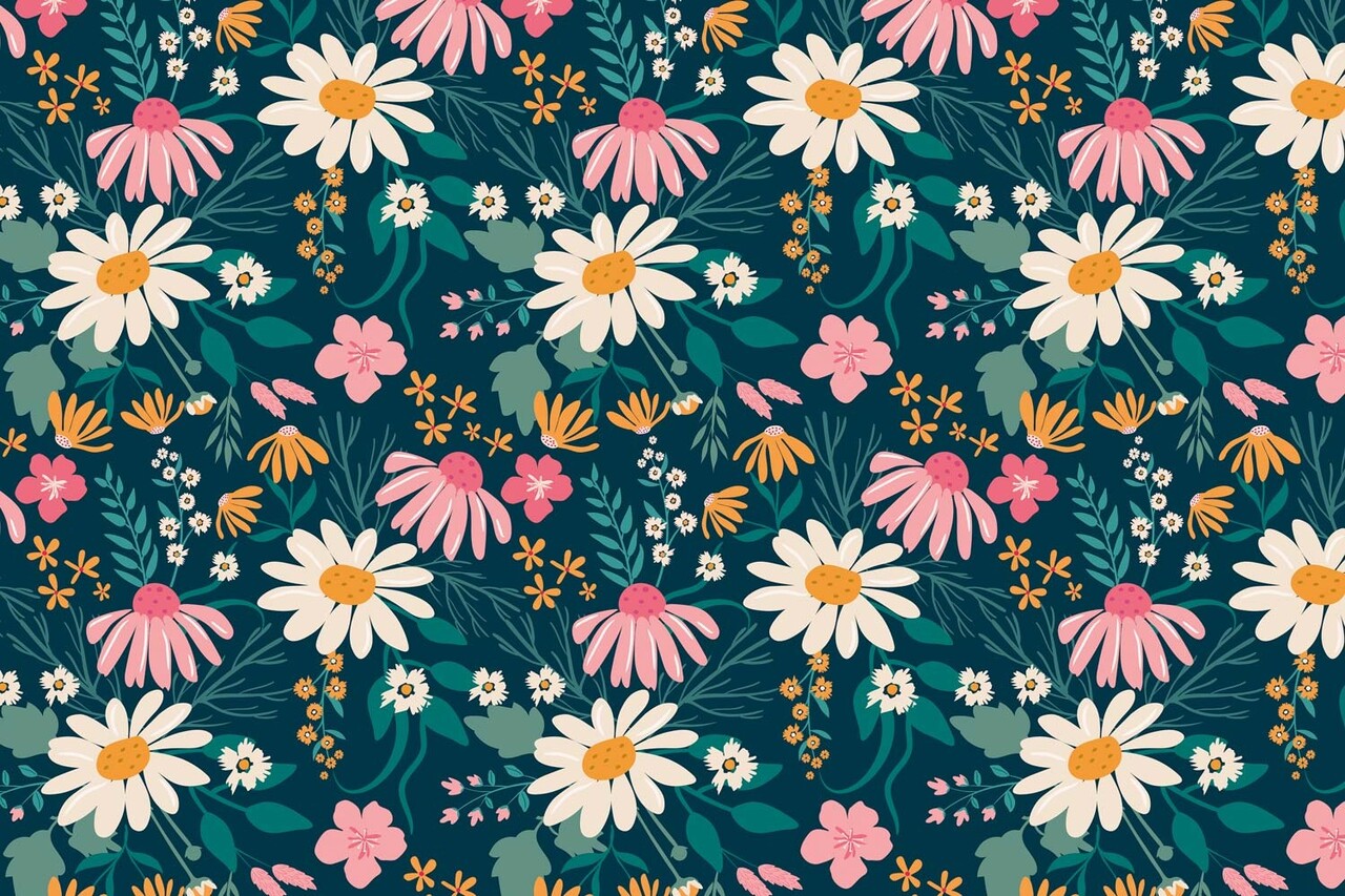 Kinderbehang bloemen Cheerful Blossom, afwasbaar