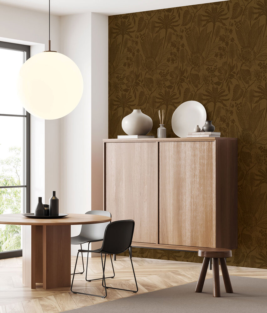 Blumentapete Rustic Botanical Oasis, braun, waschbar Blumentapete Rustic Botanical Oasis, braun, waschbar