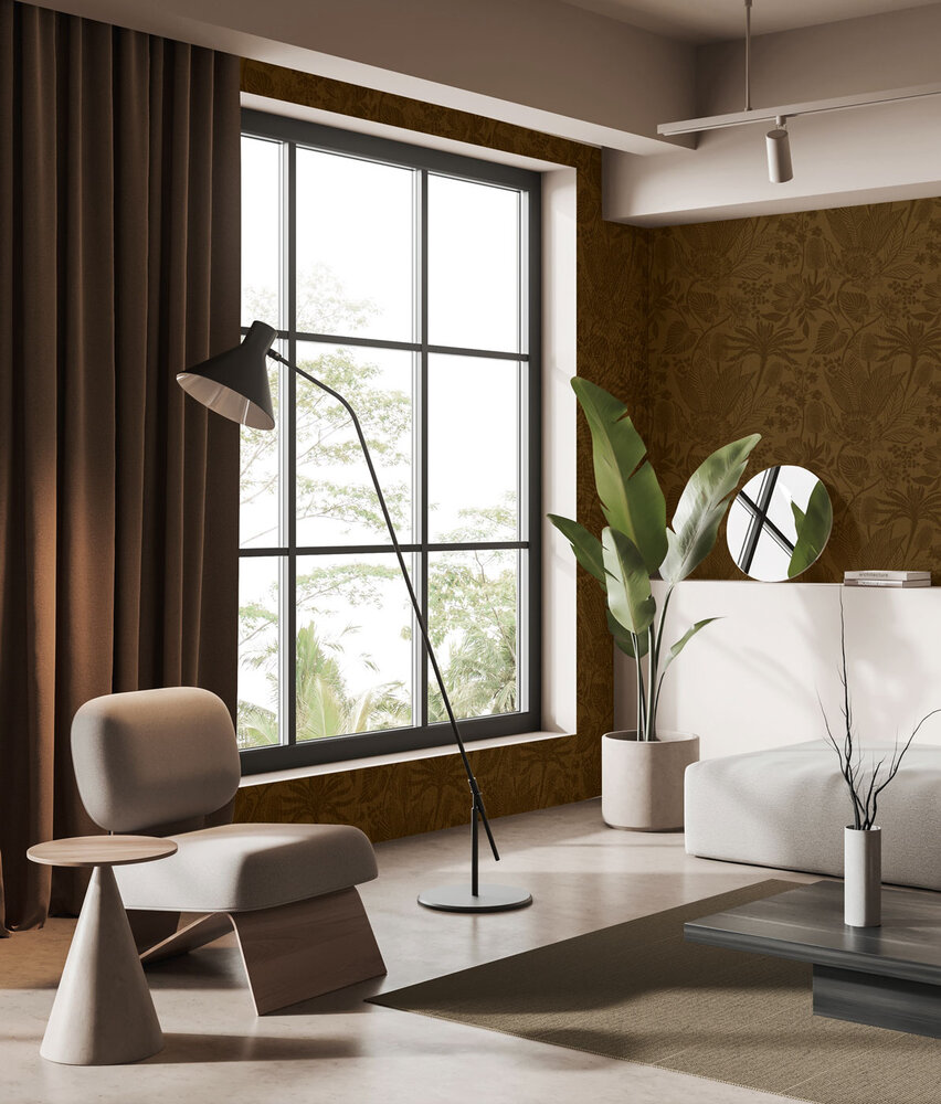 Blumentapete Rustic Botanical Oasis, braun, waschbar Blumentapete Rustic Botanical Oasis, braun, waschbar