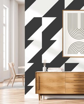 Grafisch behang Zigzag Elegance, zwart-wit, afwasbaar Grafisch behang Zigzag Elegance, zwart-wit, afwasbaar