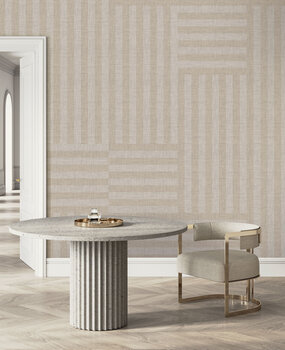 Retro-Tapete Serenity Stripe Elegance, Sand, waschbar Retro-Tapete Serenity Stripe Elegance, Sand, waschbar