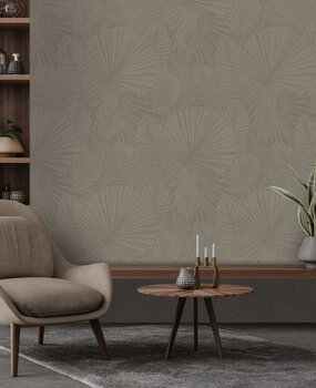 Palmentapete Graphic Palm Elegance, grau, waschbar Palmentapete Graphic Palm Elegance, grau, waschbar