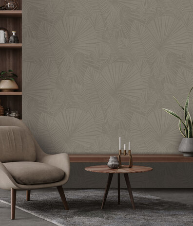 Palm wallpaper Graphic Palm Elegance, grey, washable Palm wallpaper Graphic Palm Elegance, grey, washable