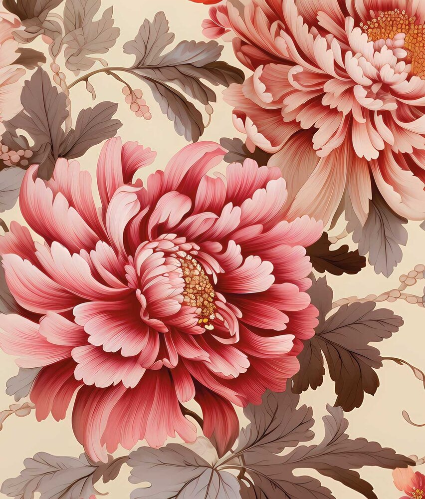 Floral wallpaper Pink Bloom Paradise, pink, washable