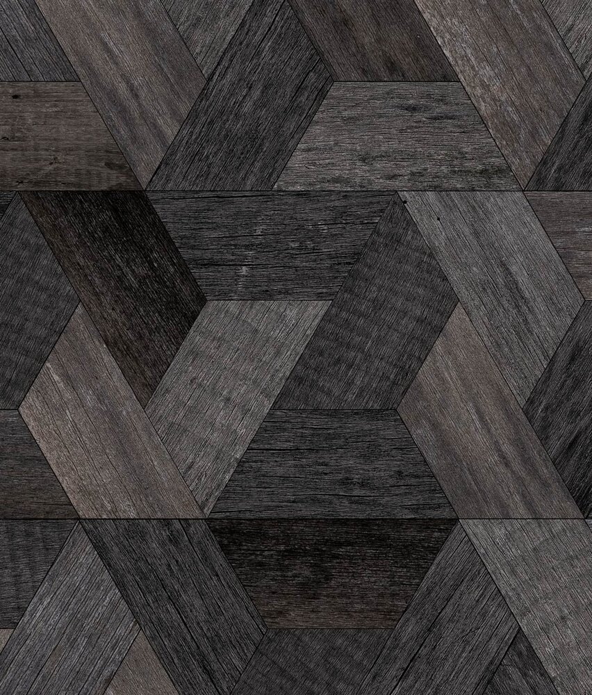 Geometrisch behang Wood-Inspired Geometry, bruin, afwasbaar Geometrisch behang Wood-Inspired Geometry, bruin, afwasbaar