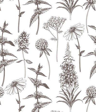 Floral wallpaper Artistic Blossom Harmony, white, washable Floral wallpaper Artistic Blossom Harmony, white, washable