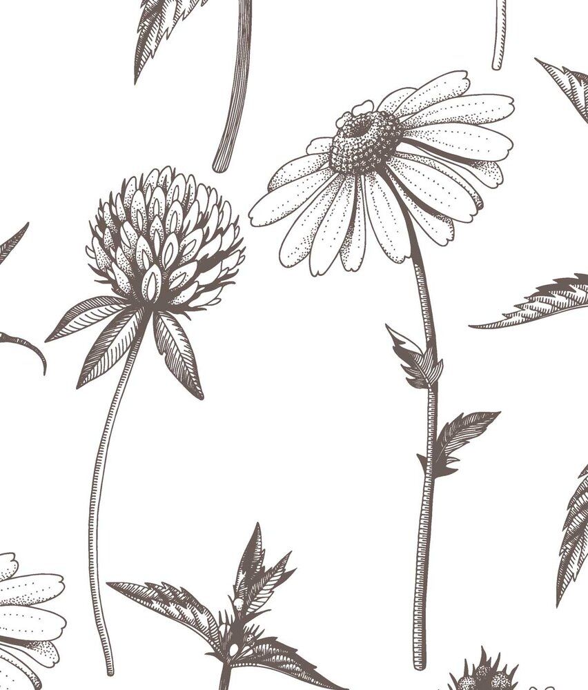 Floral wallpaper Artistic Blossom Harmony, white, washable Floral wallpaper Artistic Blossom Harmony, white, washable