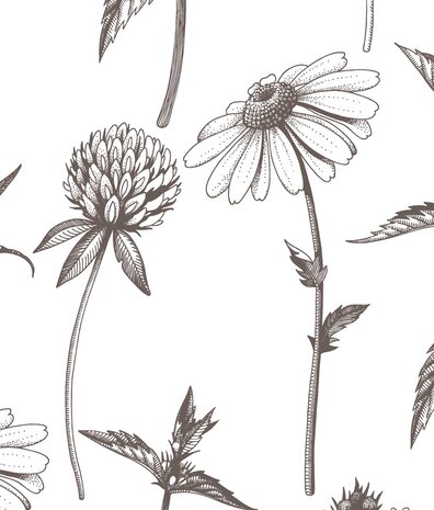 Floral wallpaper Artistic Blossom Harmony, white, washable Floral wallpaper Artistic Blossom Harmony, white, washable