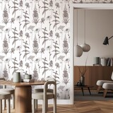 Bloemen behang Artistic Blossom Harmony, wit, afwasbaar Bloemen behang Artistic Blossom Harmony, wit, afwasbaar