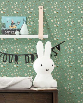 Children's wallpaper Adorable Blooms Buzz, green, washable Children's wallpaper Adorable Blooms Buzz, green, washable