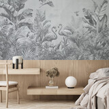 Jungle wallpaper Exotic Paradise, black and white, washable Jungle wallpaper Exotic Paradise, black and white, washable