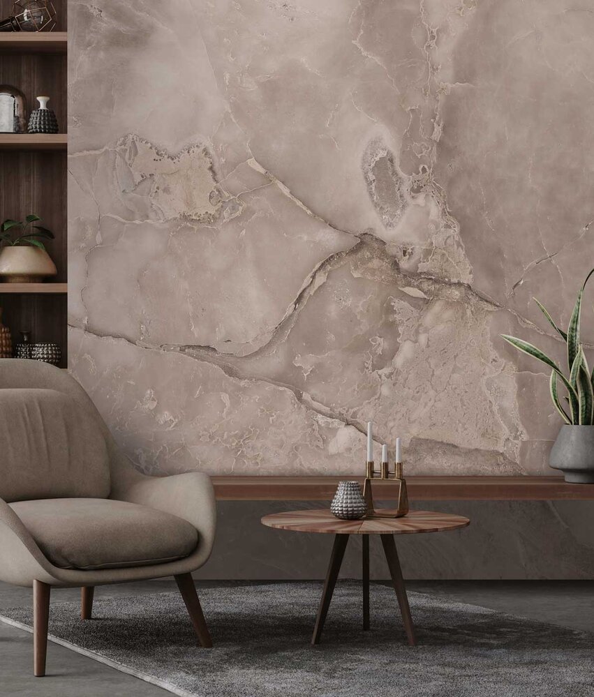 Marmer behang Timeless Taupe Marble, afwasbaar Marmer behang Timeless Taupe Marble, afwasbaar