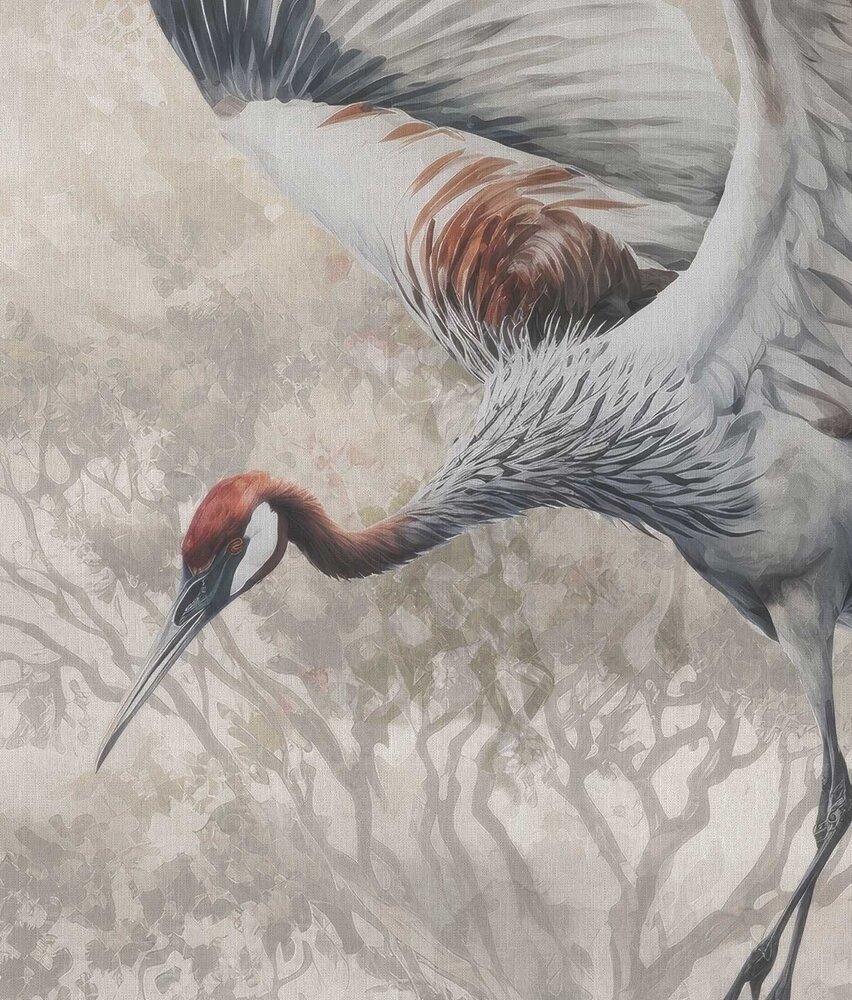 Japandi wallpaper Serenity Crane Vistas, washable Japandi wallpaper Serenity Crane Vistas, washable
