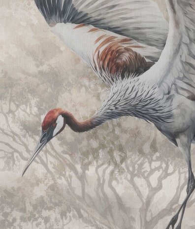 Japandi Tapete Serenity Crane Vistas, waschbar Japandi Tapete Serenity Crane Vistas, waschbar