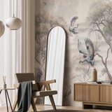 Japandi Tapete Serenity Crane Vistas, waschbar Japandi Tapete Serenity Crane Vistas, waschbar