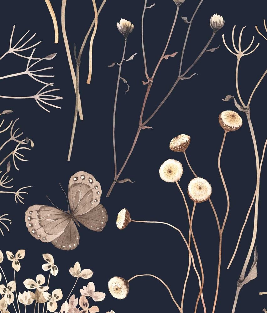 Blumentapete Floral Elegance, schwarz, waschbar