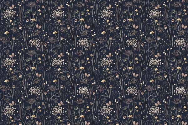 Blumentapete Floral Elegance, schwarz, waschbar