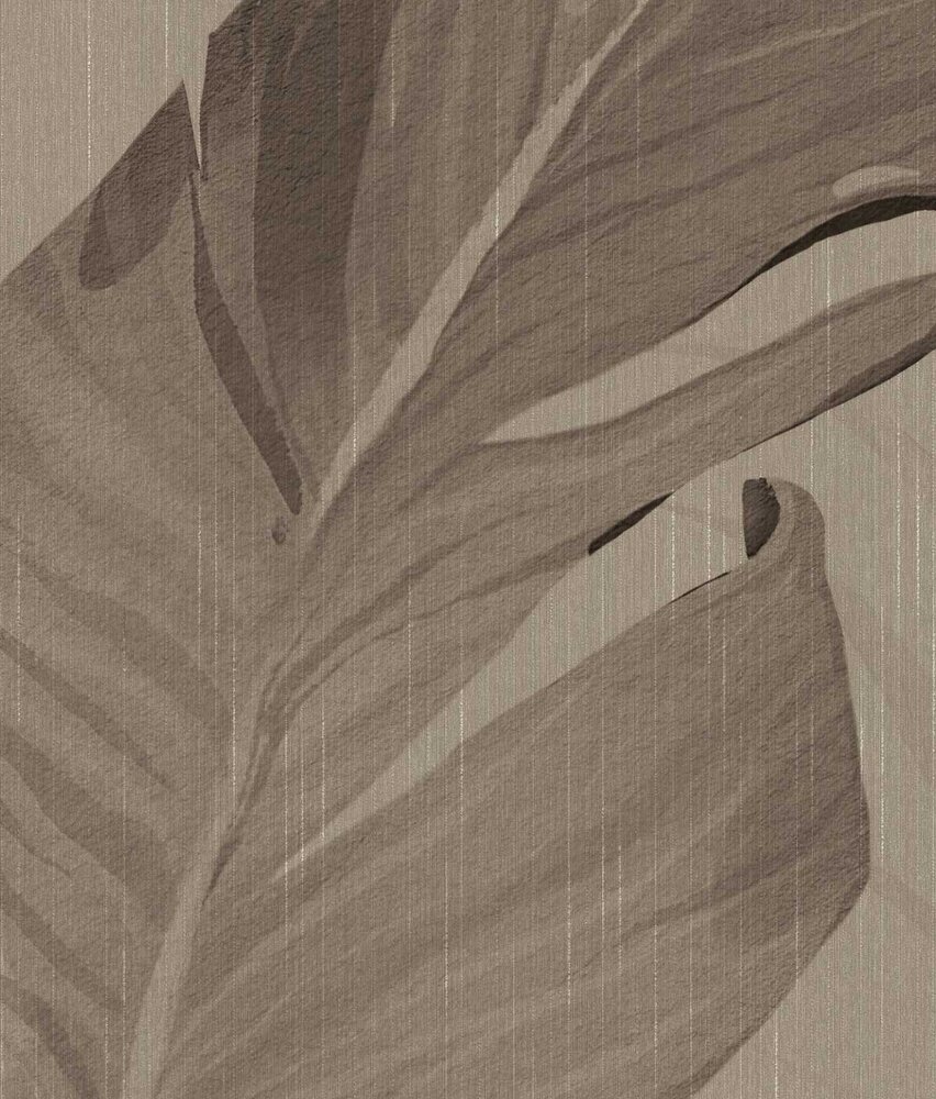 Behang Japandi Leaf Harmony, zand, afwasbaar Behang Japandi Leaf Harmony, zand, afwasbaar