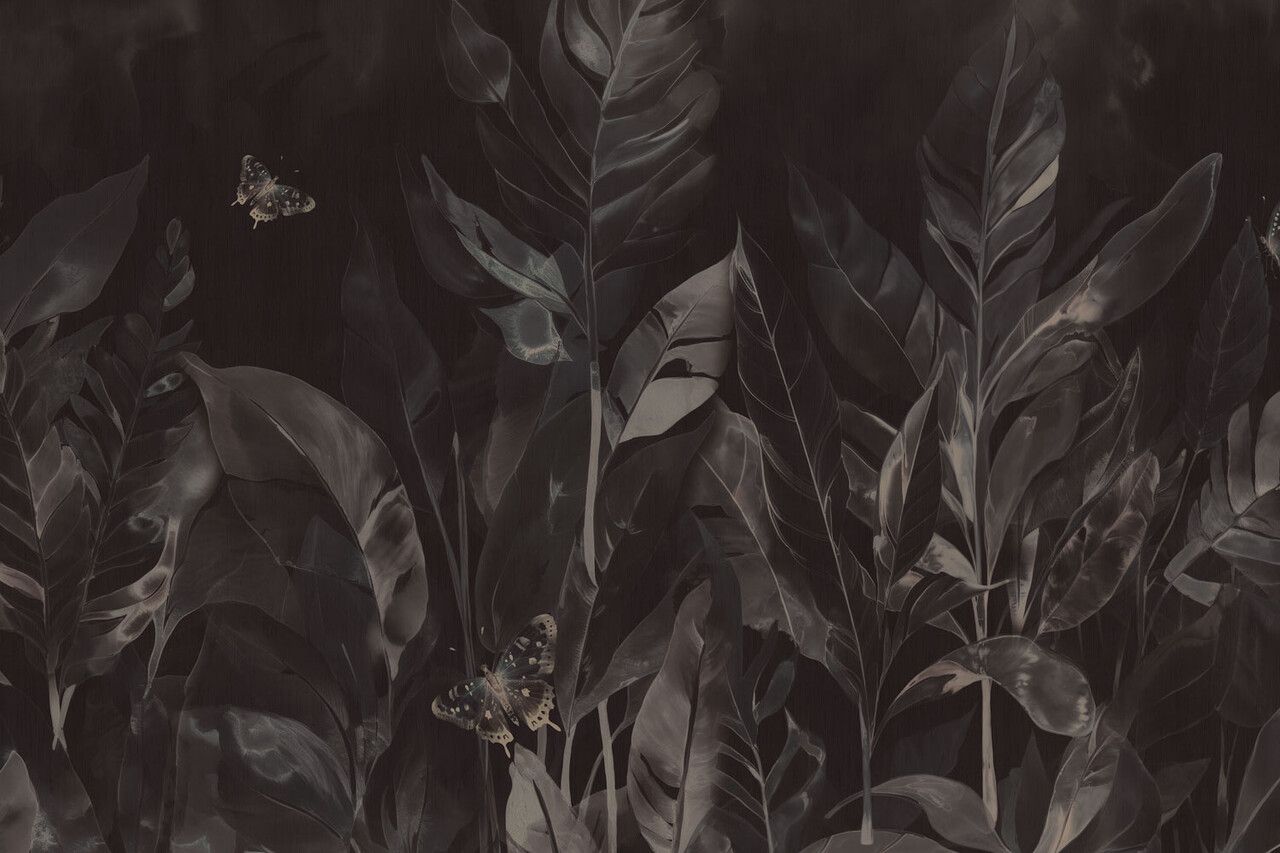 Blättertapete Bold Black Foliage, schwarz, waschbar Blättertapete Bold Black Foliage, schwarz, waschbar