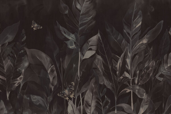 Blättertapete Bold Black Foliage, schwarz, waschbar Blättertapete Bold Black Foliage, schwarz, waschbar